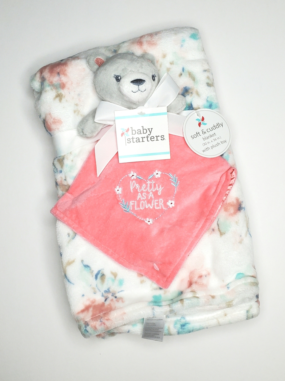 Baby Girl Floral Blanket & Bear Lovey Gift Set